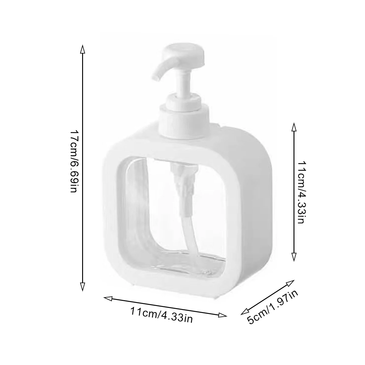 300ml ins Large Capacity White Transparent Soap Dispenser Square Empty Bottle For Hand Sanitizer Cosmetics Shampoo Body Wash