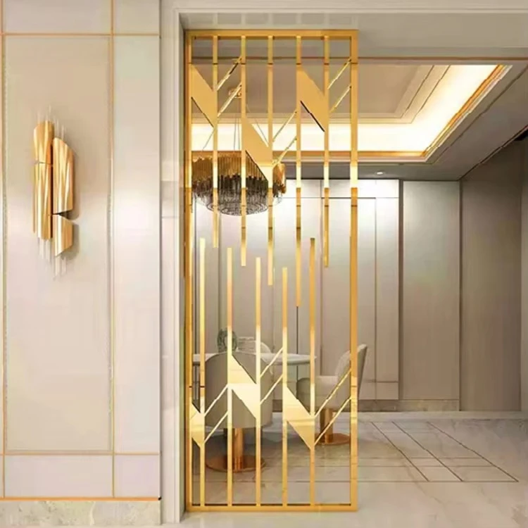 ej-Hot Sale Golden Restaurant Movable Partition Wall Hotel Steel Arabic Screen Room Divider&