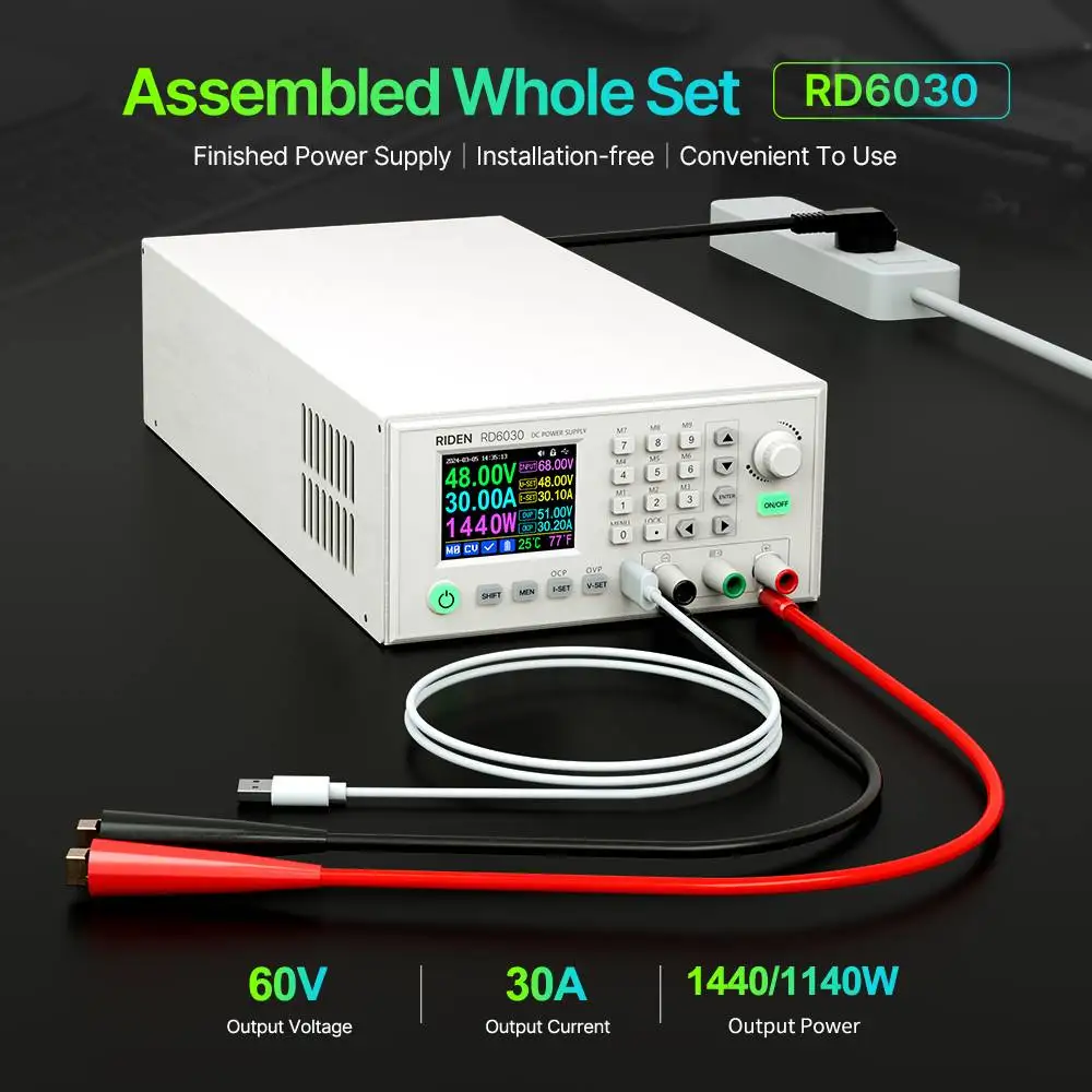 RD6030 Assembled Set 60V 30A DC Voltage Step-down Stabilized Lab Power Supply Module Buck Adjustable Converter Battery Charging