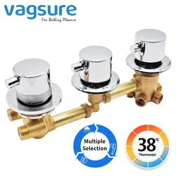 Rubinetto doccia termostatico in ottone massiccio doccia 3 manopole valvola di controllo termostatica miscelatore rubinetto uscita 2/3/4/5 vie