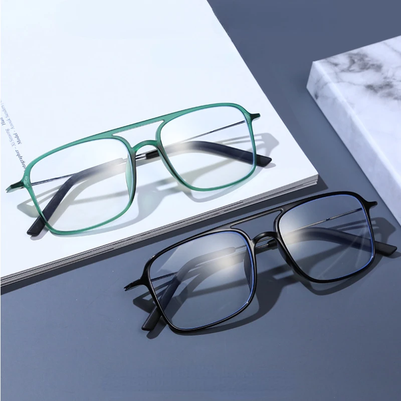 Reading Glasses Men Vintage Bridge Large Square Frame Hyperopia Glasses Women Ultralight Blue Light Computer Glasses +1.0~+4.0