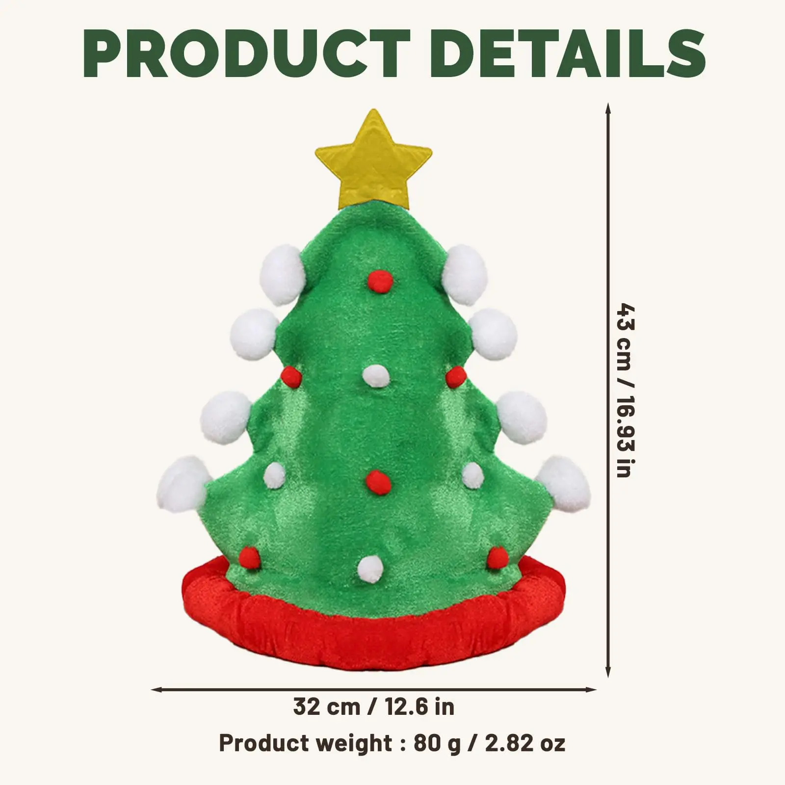 Pluszowa czapka choinkowa Śmieszna czapka Świętego Mikołaja Nakrycie głowy z gwiazdą Akcesoria do kostiumów świątecznych dla mężczyzn i kobiet Rekwizyty do cosplay na Boże Narodzenie Impreza