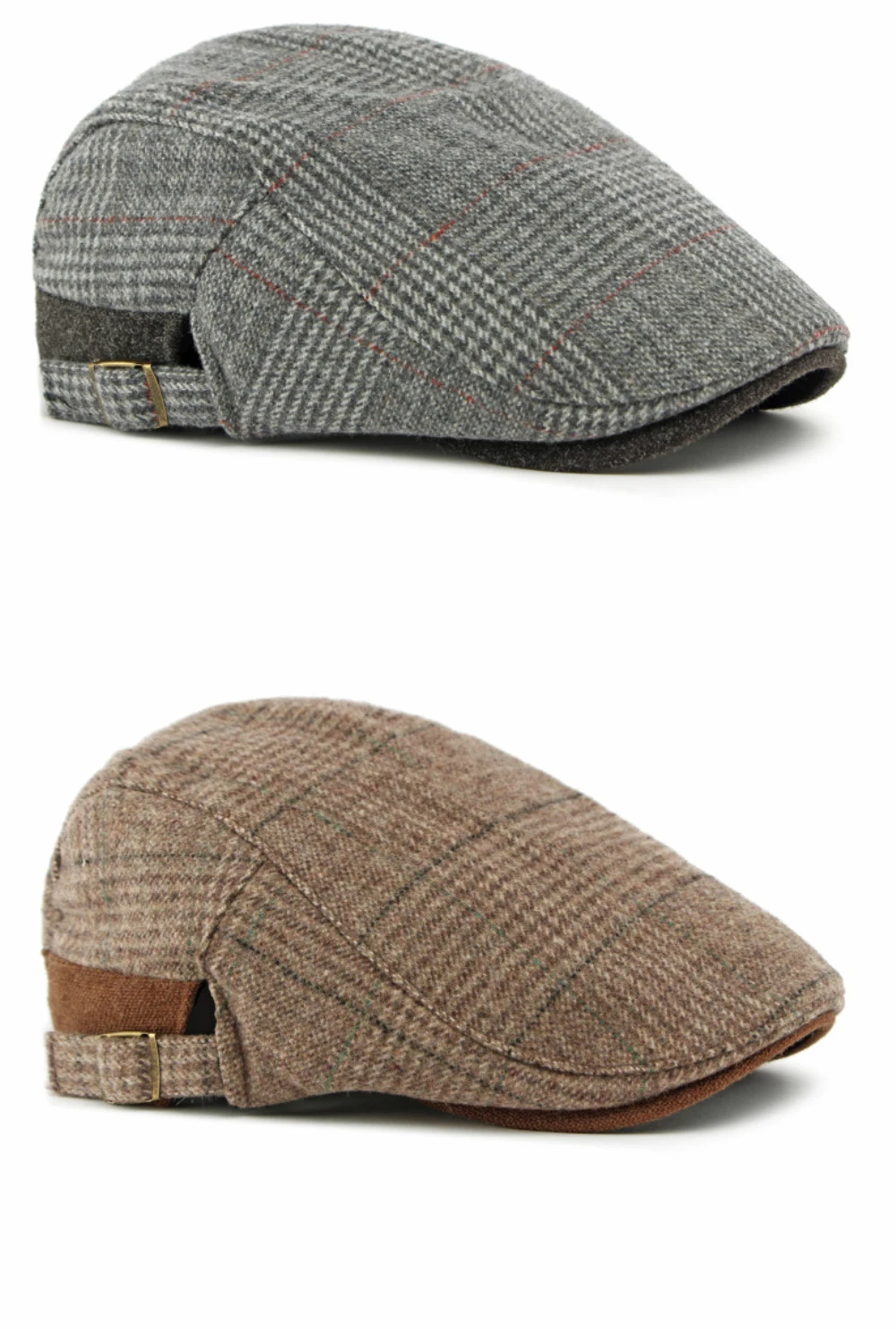 HT4934 Herren Berets Frauen Neue Herbst Winter Wolle Baskenmütze Hut Plaid Künstler Maler Hut Einstellbare Ivy Flache Kappe Männlich Weiblich Baskenmütze Kappe – Detail 9