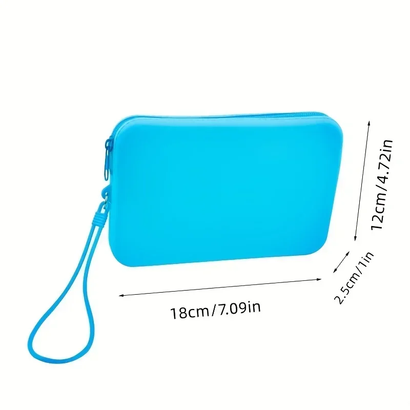 Cosmetic Storage Bag Silicone Toiletry Organizer for Women Fashion Solid Color Zipper Makeup Accessories Case
