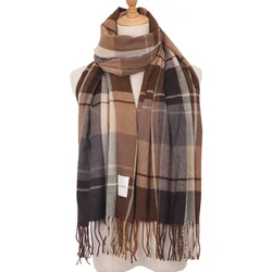 2024 Winter Warm Plaid Scarf Women Luxury Desigual Brand Acrylic Fashion Long Scarf Couple's Unisex Foulard Mulher