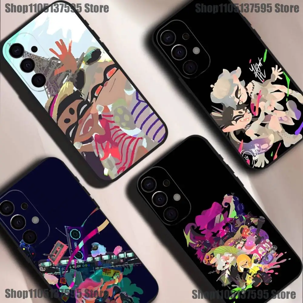 Funda de teléfono Game Splatoon para Samsung S25,S24,S21,S22,S23,S30,Ultra,S20,Plus,Fe,Lite,5G, funda negra
