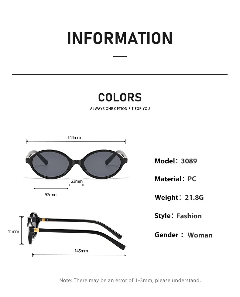 Neue Sonnenbrille Retro Vielseitige Damen High-End-Mode Exquisite ovale Mode-Sonnenbrille 3089 – Detail 4