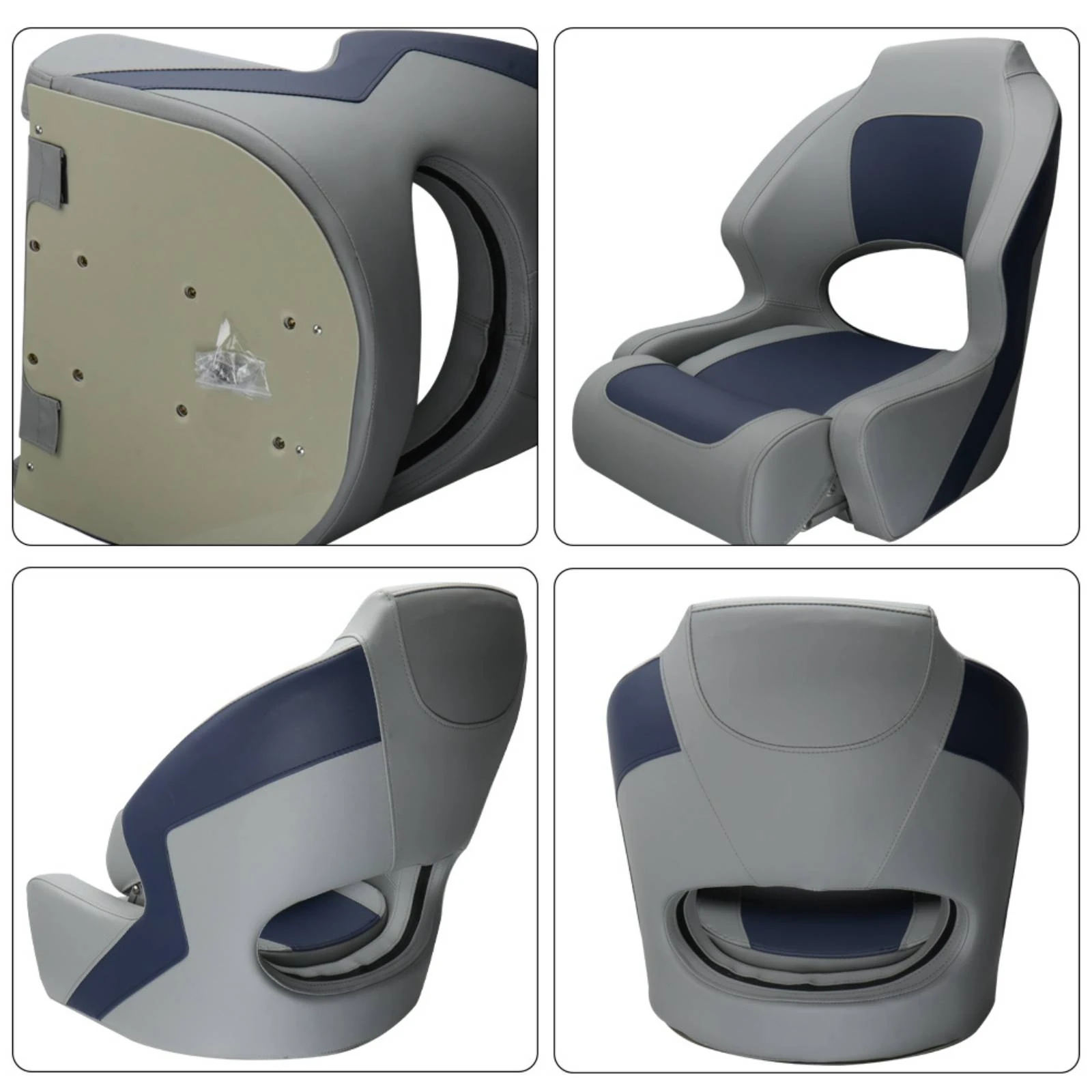 Marine-grade Boat Chair High-back Design Folding Boat Seat with Cushion for Boat Owners Cockpit Seating