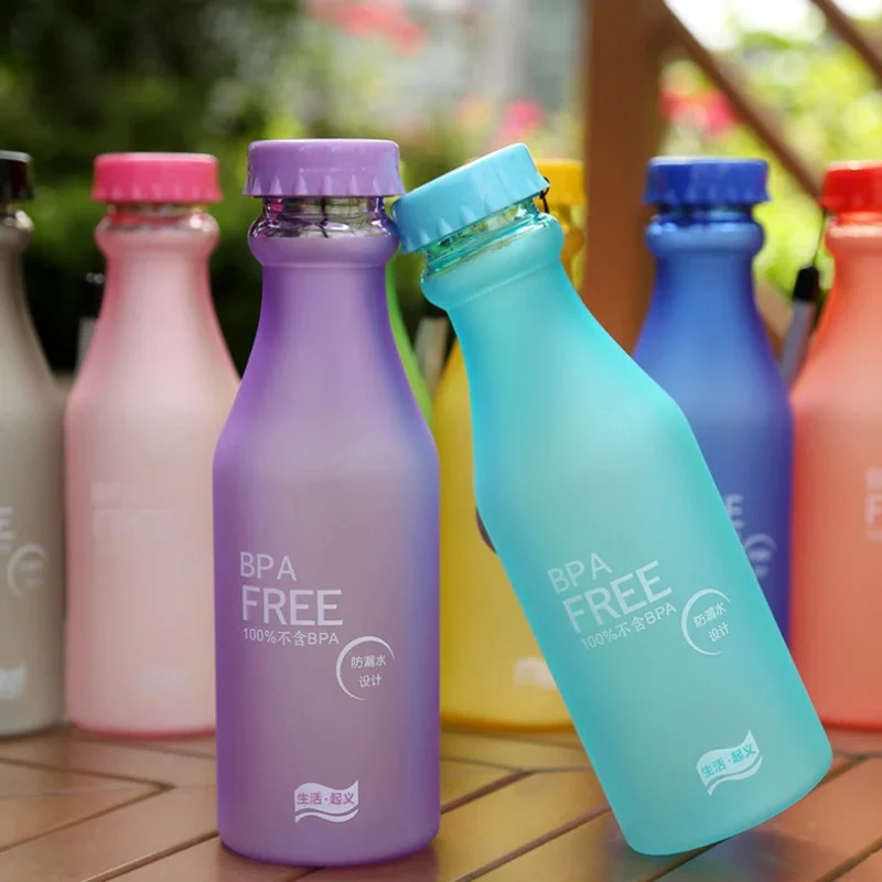 

2022 Candy-Colored Frosted Leak-proof Plastic Portable Non-breakable Soda Bottle Sealed Water Cup Beverage Water Bottle