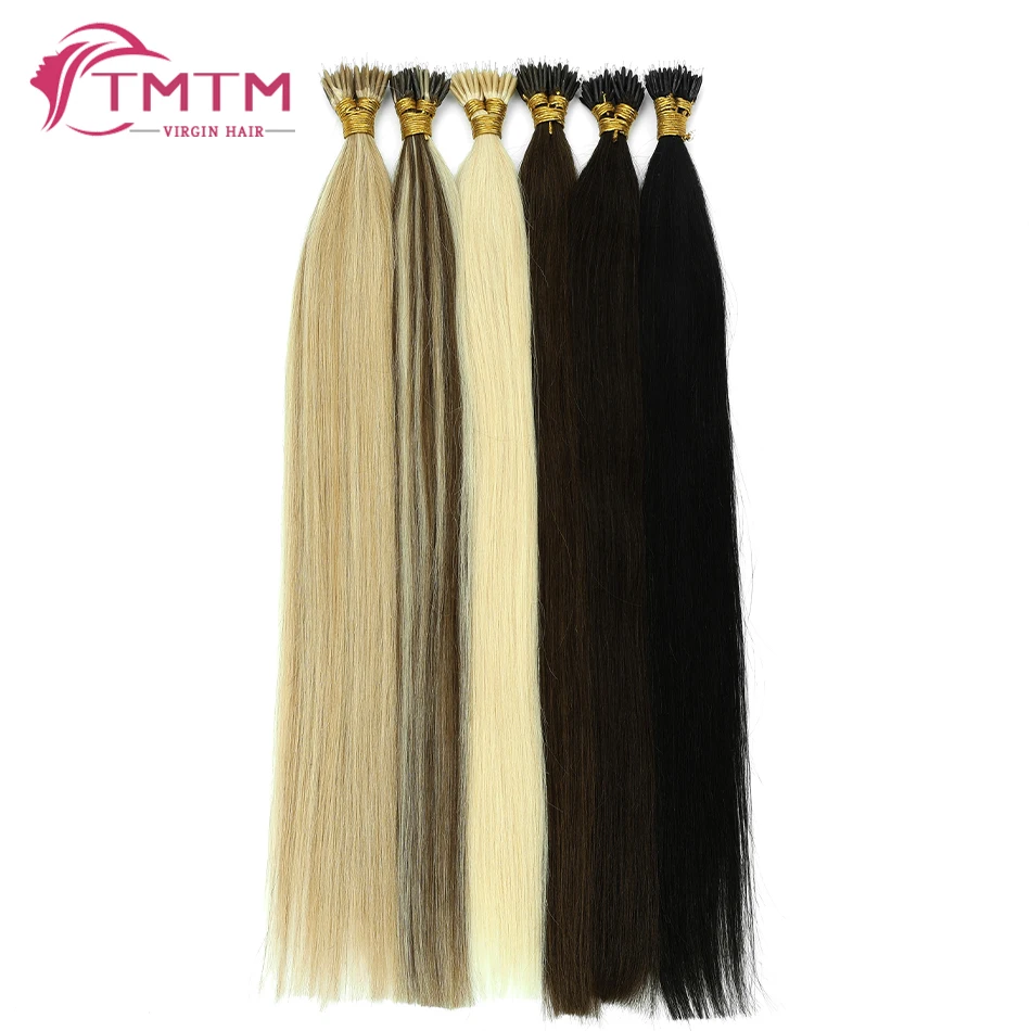 

50strands Straight Nano Ring Hair Extensions 100% European Remy Human Hair for Women Pre Bonded Stick Tip Hair 16-22 Inch 50g