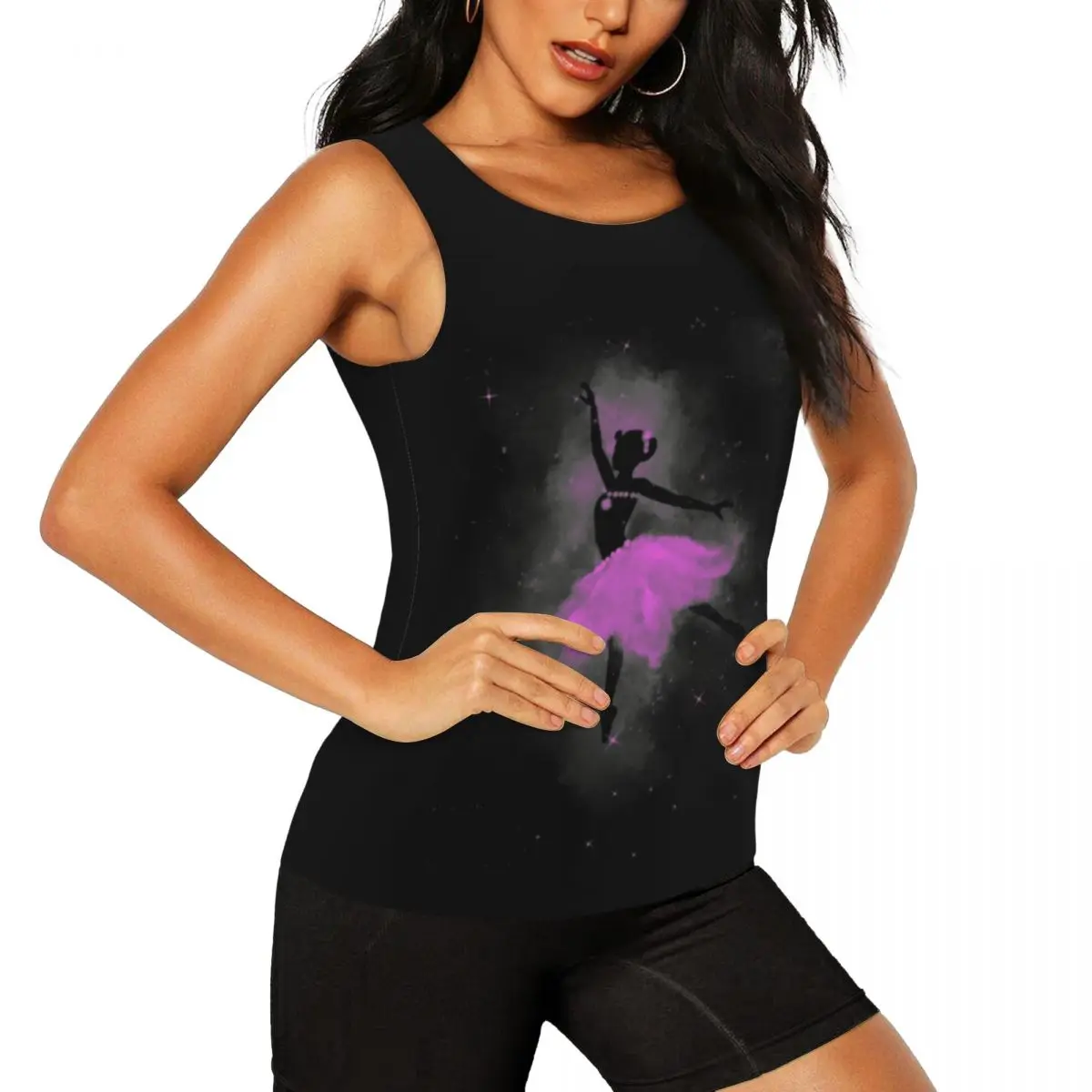 Custom Ballerina Girl Or Woman Dancing Ballet In Outer Space Workout Tank Tops  Quick Dry Sleeveless Dance Dancer Yoga Shirts