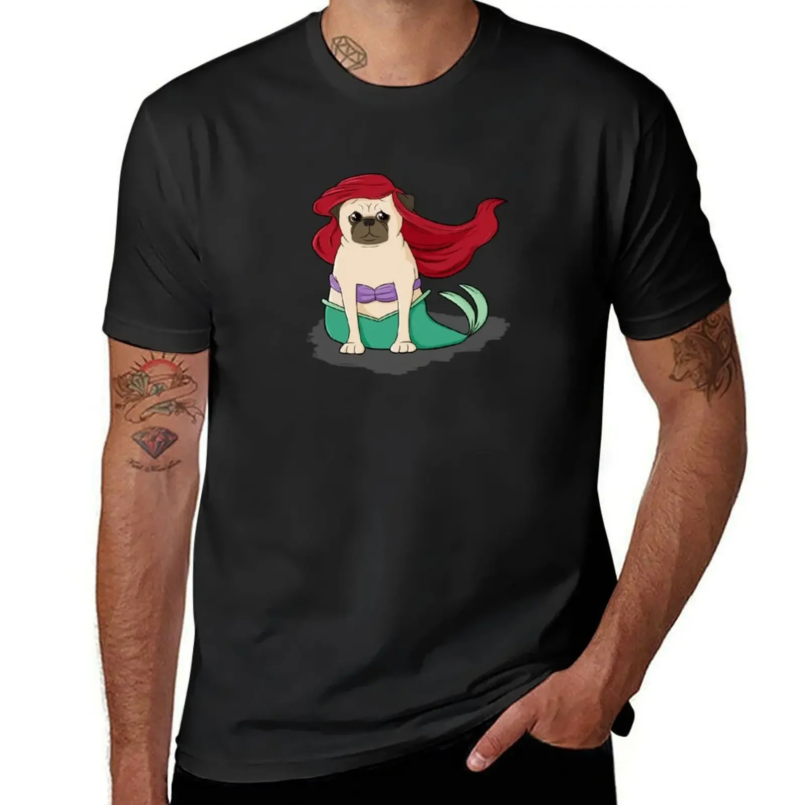 The Little Mer-Pug version 2 T-Shirt tees shirts graphic tees customs design your own oversized t shirts for men