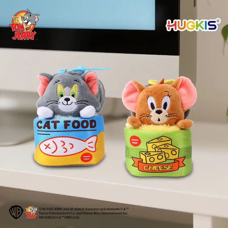 HUGKIS Tom Cat Can Series Pluche Speelgoed Tas Charm Sleutelhanger Hangertje Jerry Mouse Schattig Zacht Pluche Knuffel Kind Speelgoed Feestelijk Kawaii Leuke Cadeaus