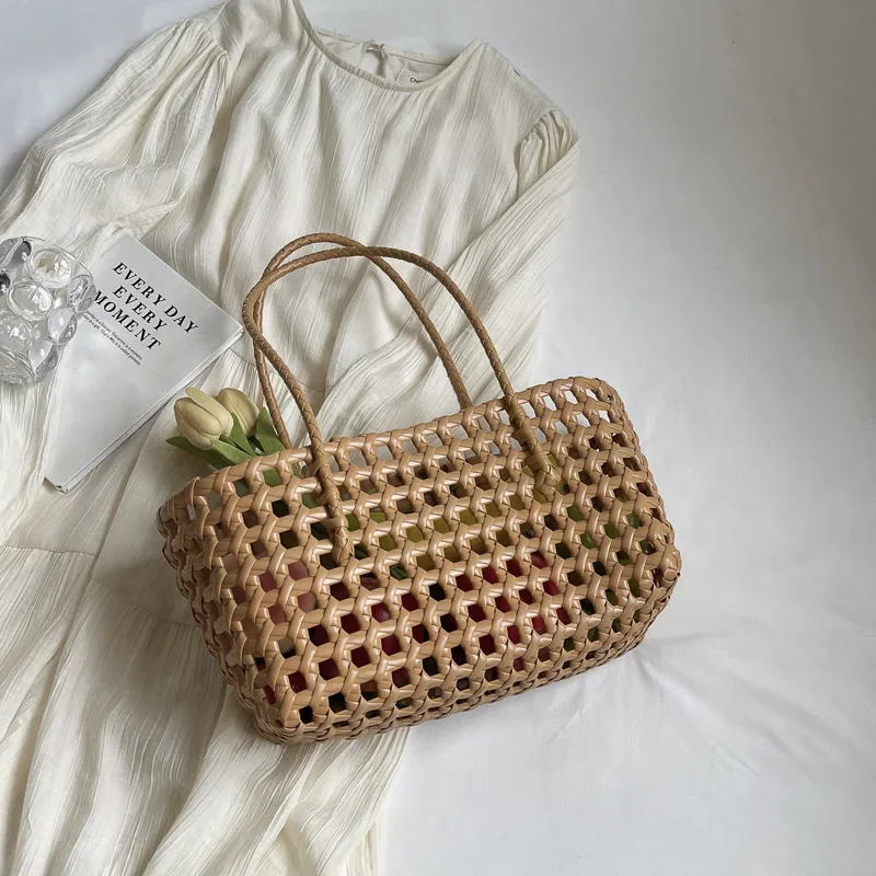 LEFTSIDE Small Solid Woven Tote Bag Women 3