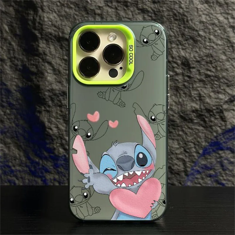 Luksusowe, odporne na wstrząsy etui na iPhone 15 14 13 12 11 Pro Max Plus XR XS X 7 8 SE2 miękkie silikonowe etui Disney Stitch Winne Pooh Bear