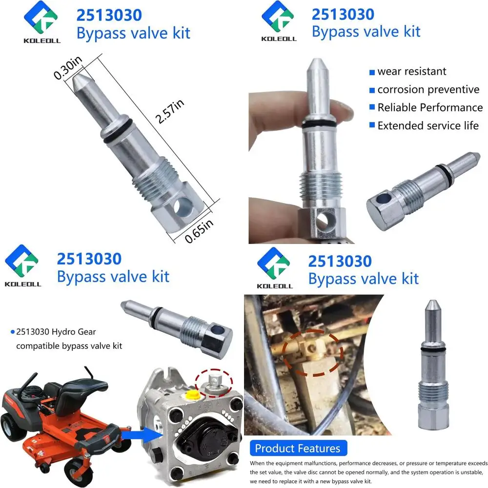 

4PC 2513030 Bypass Valve Kit Compatible with Hydro-Gear