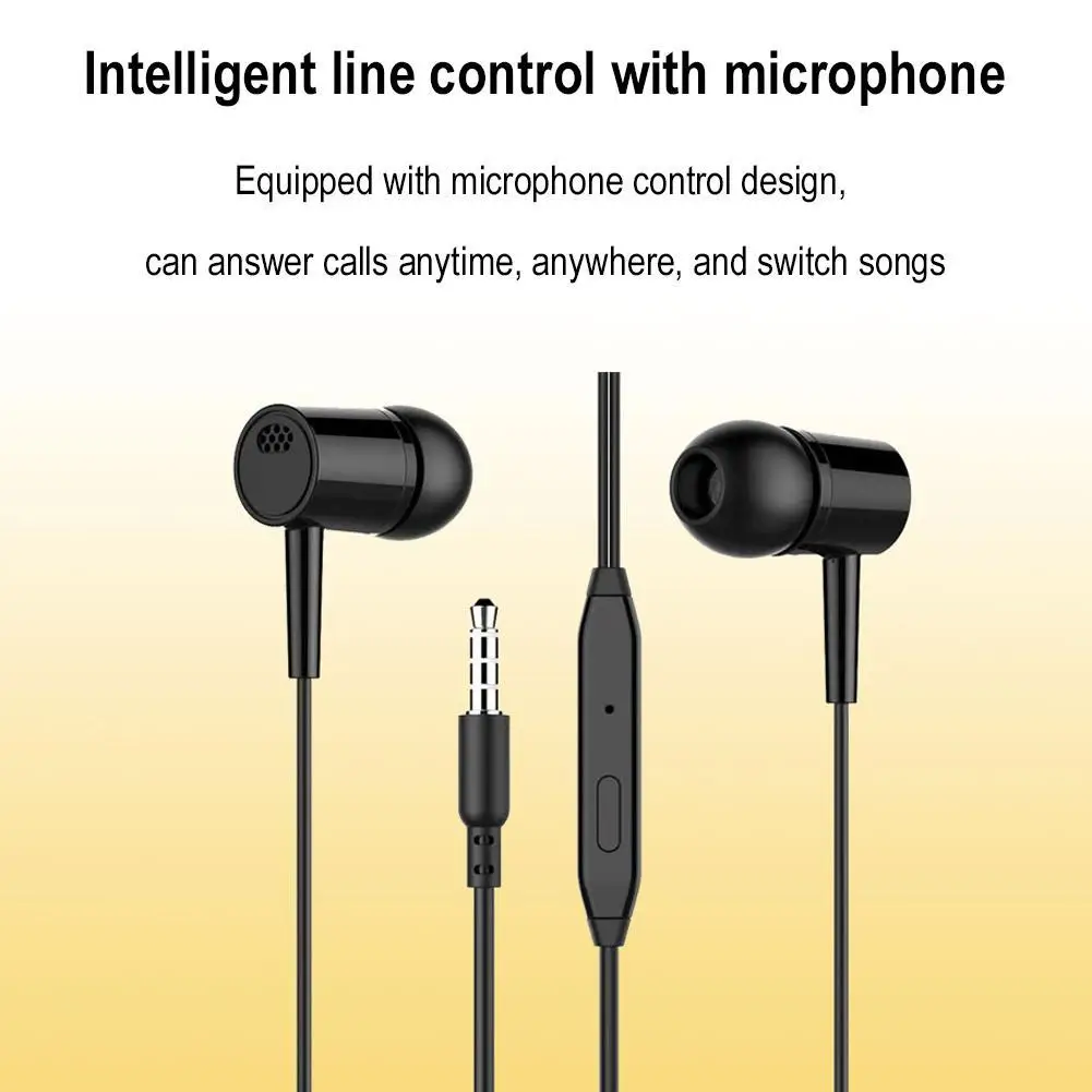 3.5mm In-ear Bass Stereo Mobile Wired Headphones With Built-in Microphone Noise Reduction For Smartphones game music