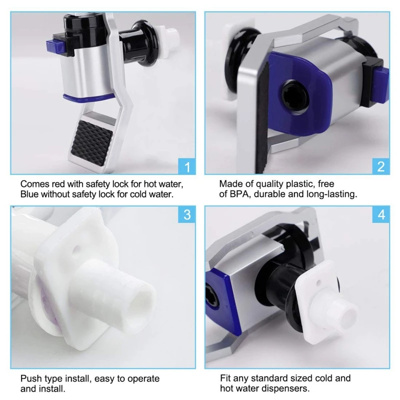 Push tipo dispensador de água de plástico torneira substituição casa essencial beber fontes peças bibcocks acessórios