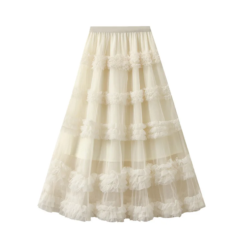 Winter Red Fashion Long Petal Skirt Women's Design Inspired Evening Gown Elegant Lady Unique High Waisted Skirt 1276