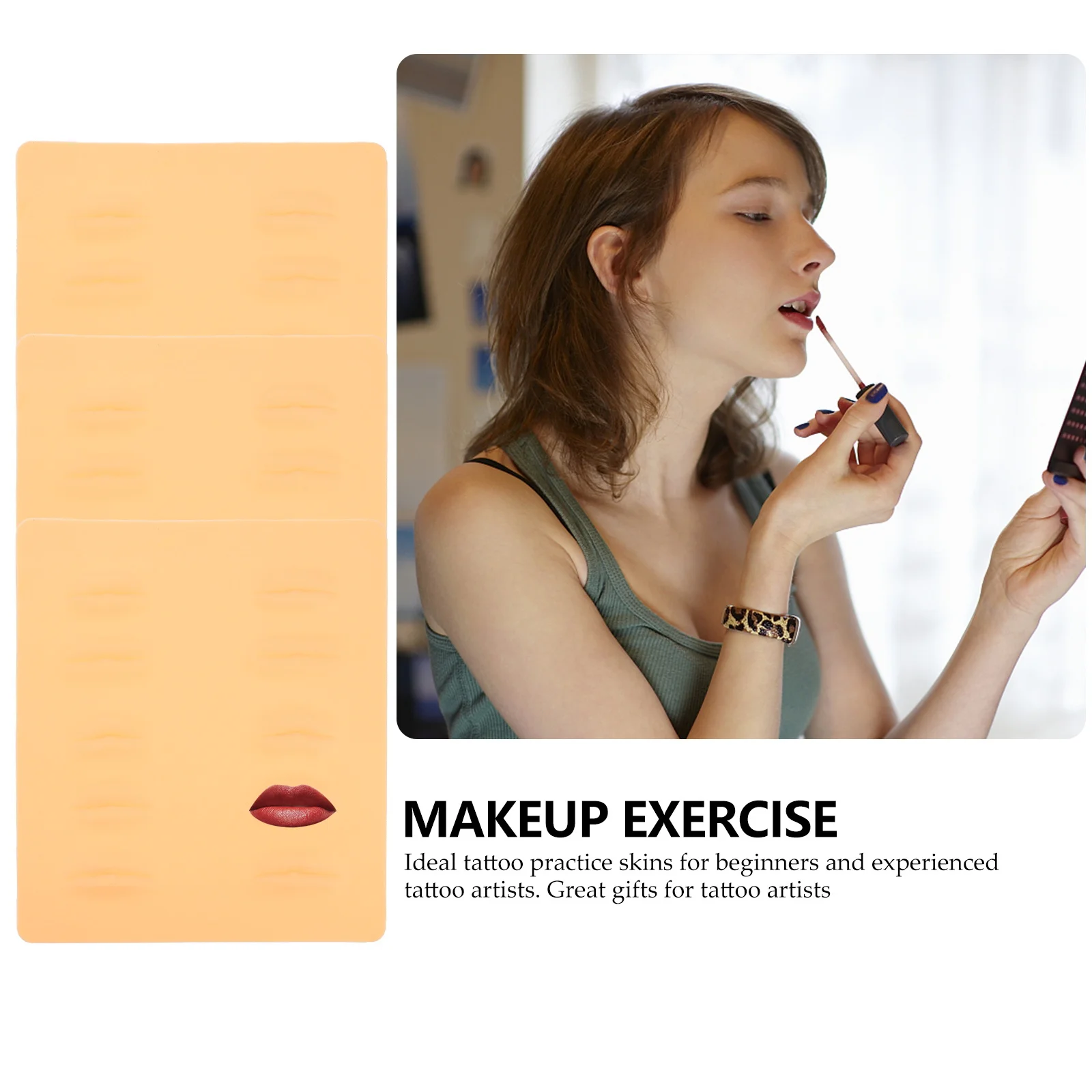 

2Pcs Lip Tattooing Practice Skin High Similar to Human Skin Suitable for Makeup Artists Practice Accessories