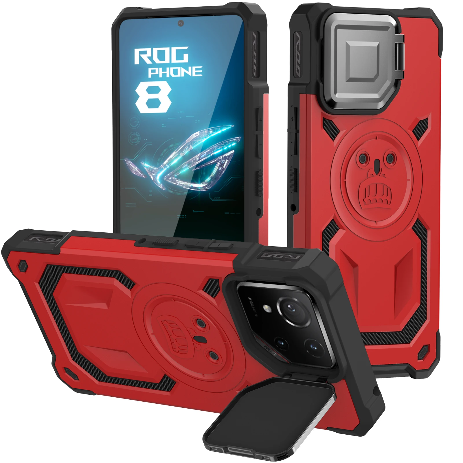 

For ASUS ROG Phone 9 Case Black Hard PC Shell with Kickstand Lens Stand Anti Scratch Anti Slip Gaming Phone Cover for ROG9