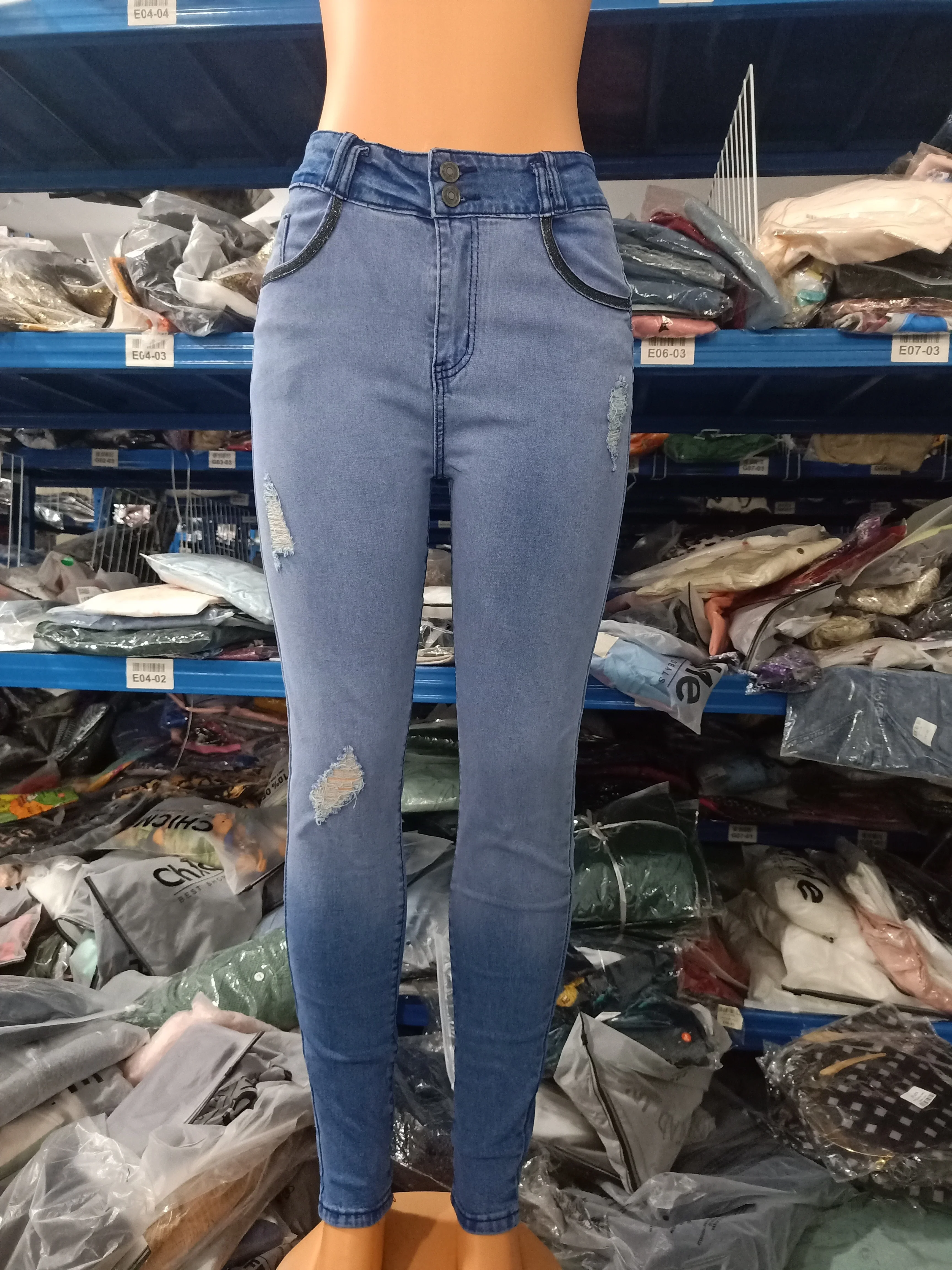 جينز CPSYMYM للسيدات عالي الخصر موضة الصيف من قماش الدنيم بسحاب يطير أومبير ممزق نحيل وزر جيب جينز طويل يومي