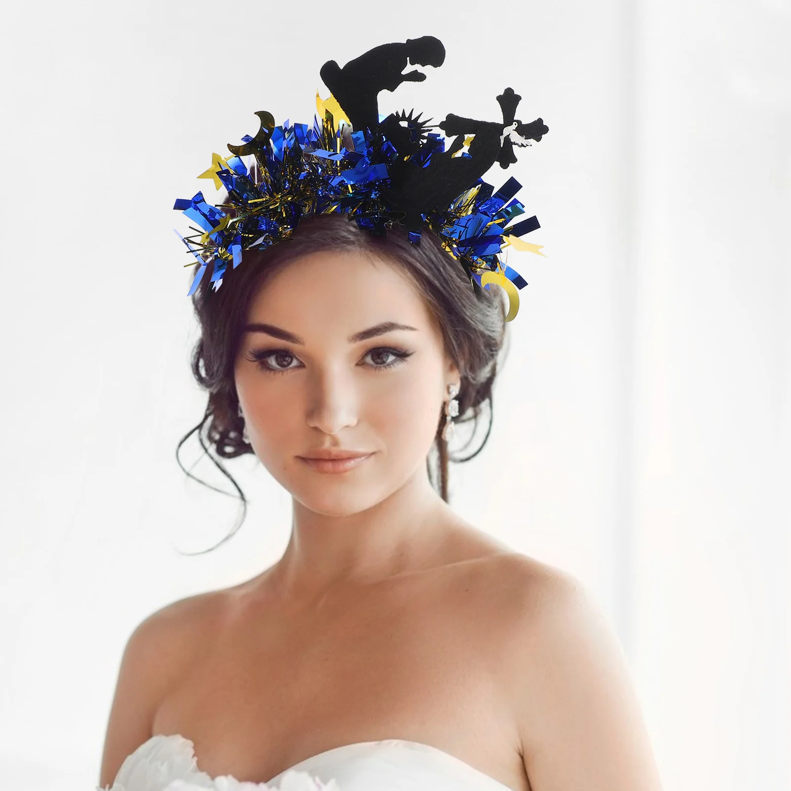 عصابة رأس رمضان لامعة على شكل نجمة قمر رمضان لعيد مبارك، إكسسوارات للشعر لمهرجان الشرق الأوسط