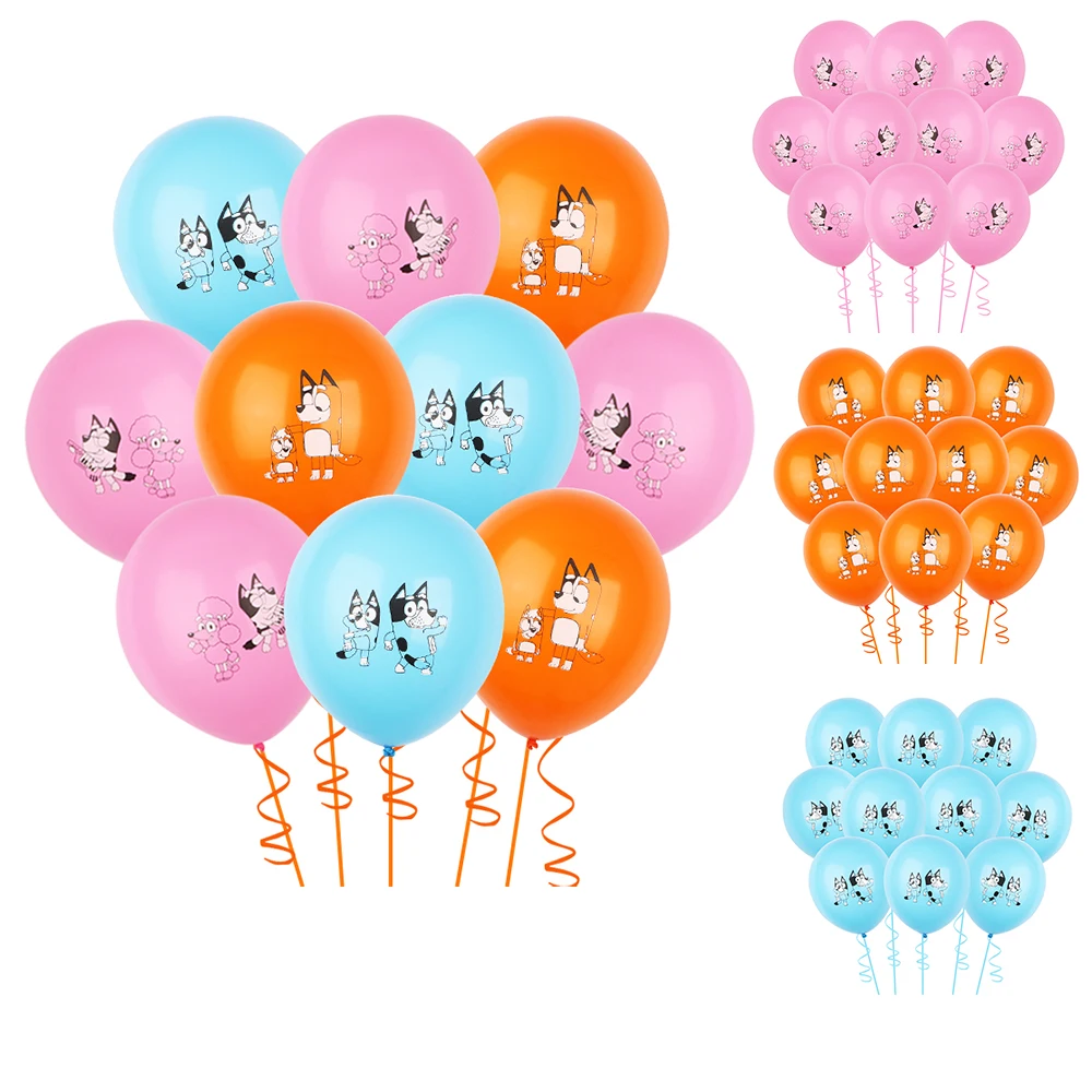 10/30/50PCS Cartoon Bluey Printing Latex Balloons Set 12inch Pink Blue Orange Balloon Children Birthday Party Favors Baby Shower