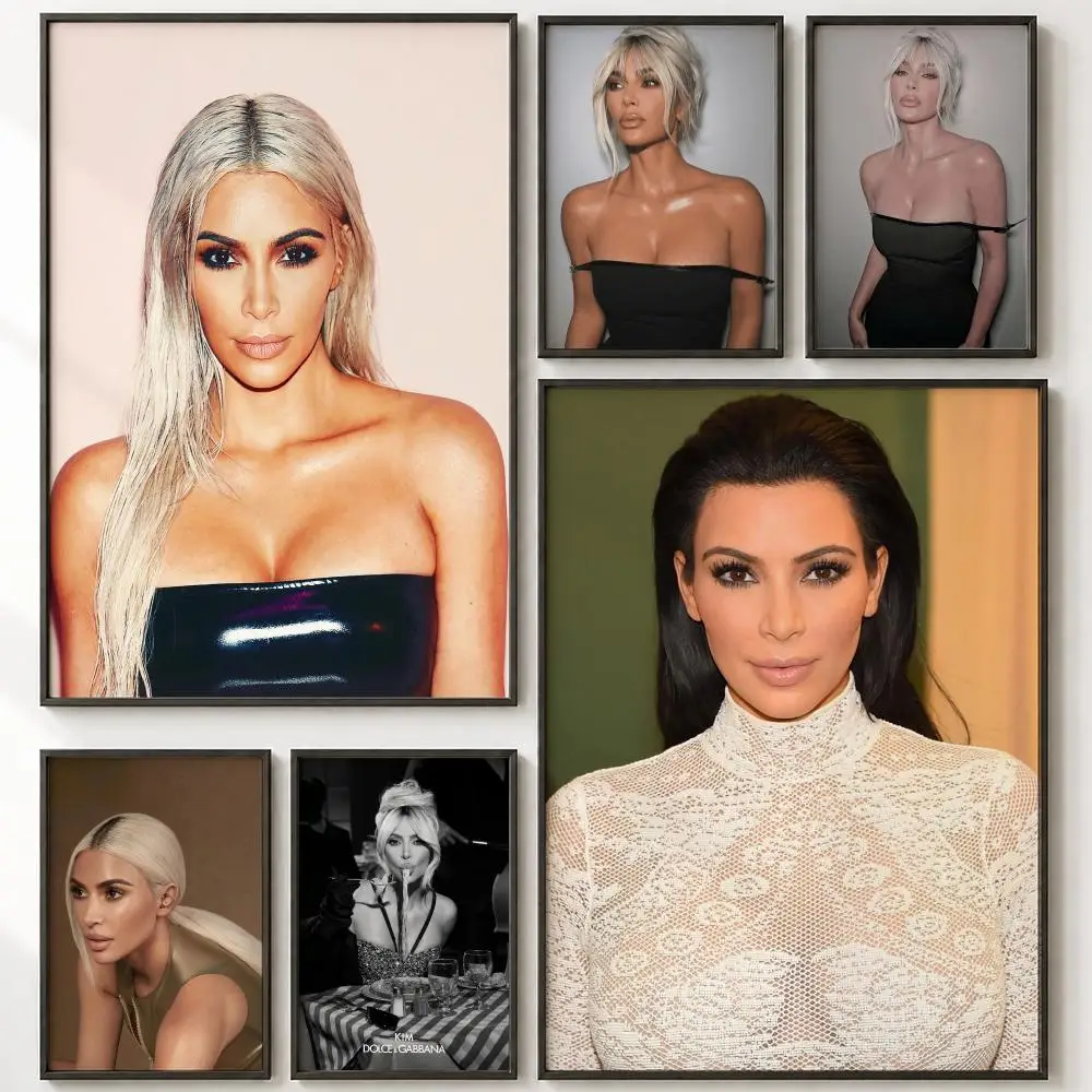 Model Kim Kardashian Poster HD poster wall art self-stick no-residue for home cafe office great gift