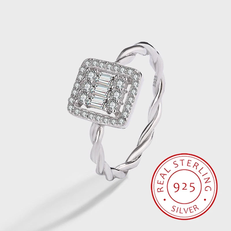 

Fashionable and Versatile Authentic S925 Silver Spiral Twisted Twist Geometric Zircon Diamond Ring Personalized Ring Ring