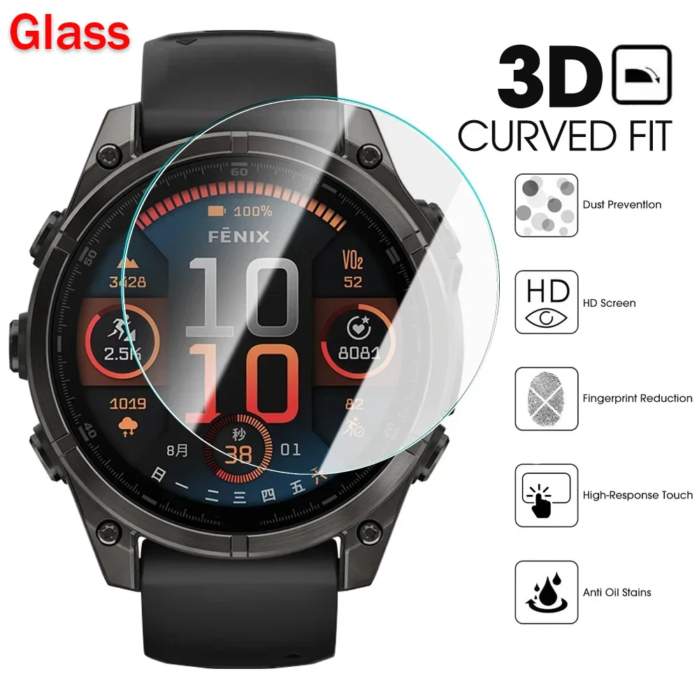 1-2 PCS Easy To Install Tempered Glass For Garmin Fenix 8 51mm 47mm 43mm High Definition Protective Film for Garmin Fenix Cover