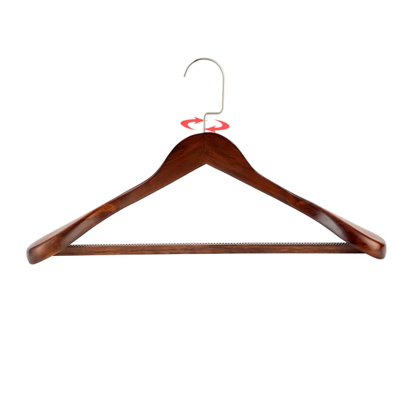 New Luxury Wooden Coat Hanger Wide Shoulder Suit Hangers For Clothes Heavy Duty Wardrobe Organizer Have Non Slip Pants Bar