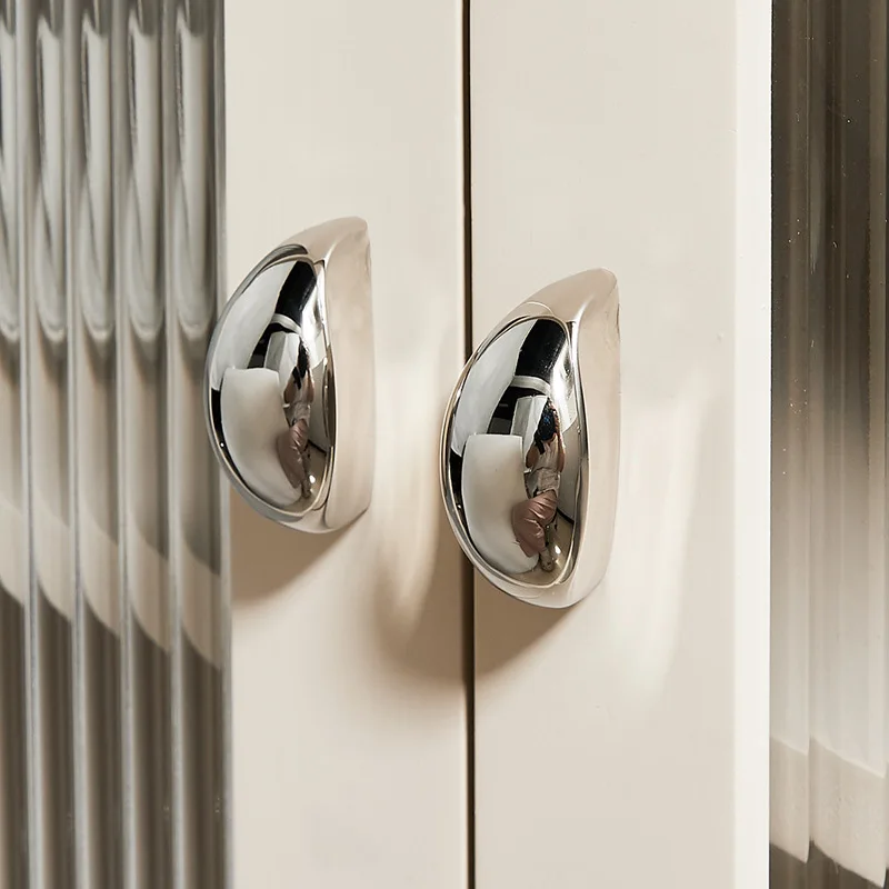 BCD-Brass Cabinet Pulls Nickel Plated Titanium Silver Nordic Drawer Modern Light Luxury American Simple Cabinet French Handles