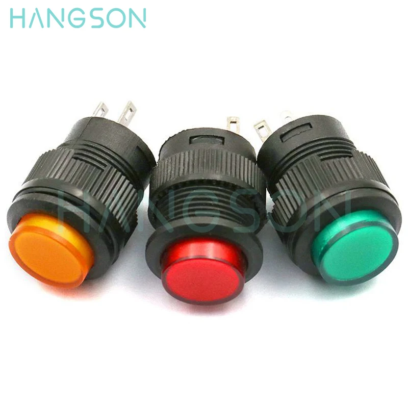 10PCS R16-503 Round Button Switch Momentary R16-503BD R16-503AD 3A 250V 16MM Self Locking Round Push Button Switch