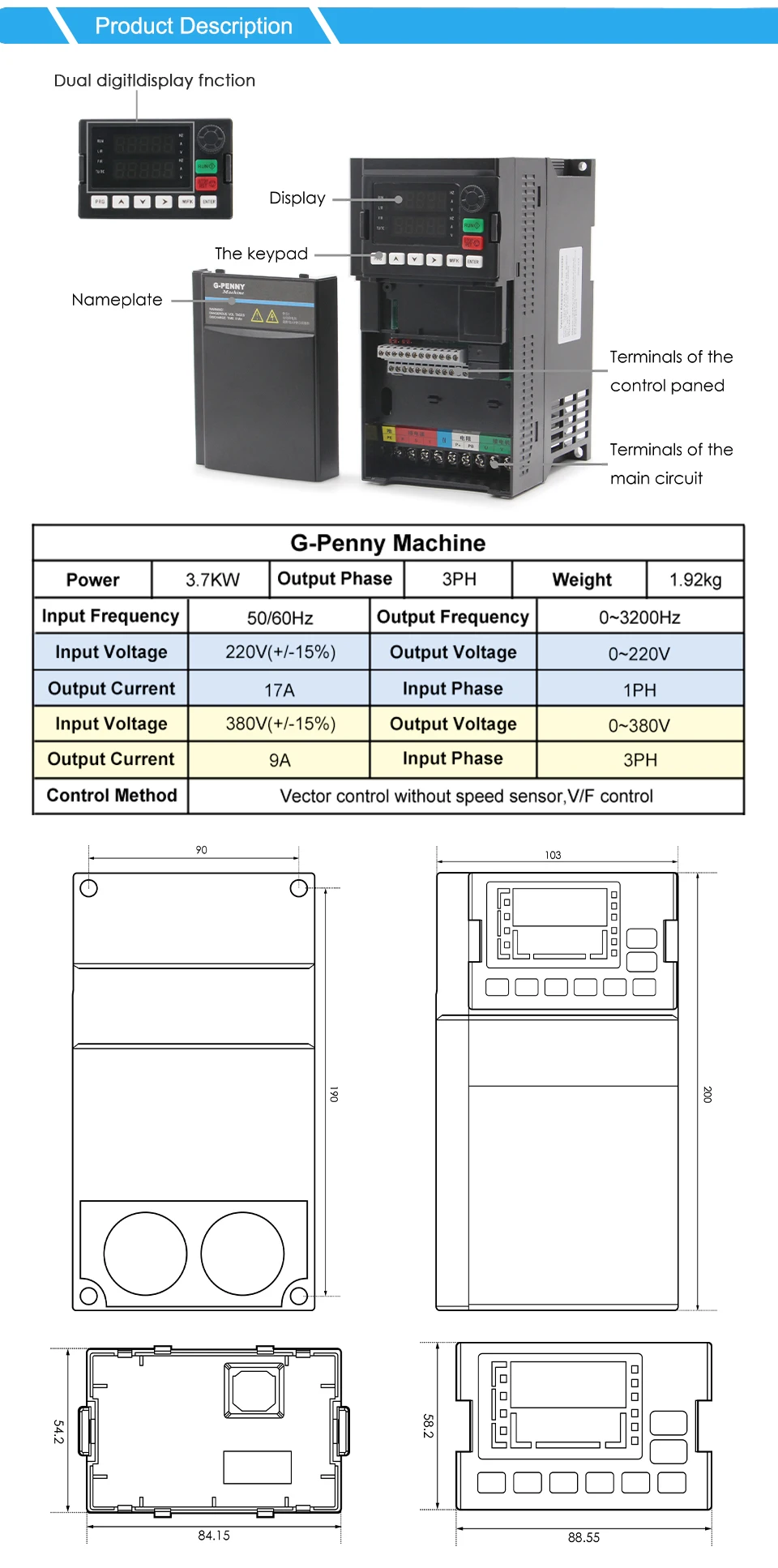 G-Penny 3,2 kW wassergekühlte Spindel-Kits 100 mm ER20 4 Stück Keramik-Kugellager 220 V/380 V 1,27 Nm & 4 kW VFD & 100 mm Halter & Pumpe – Detail 11