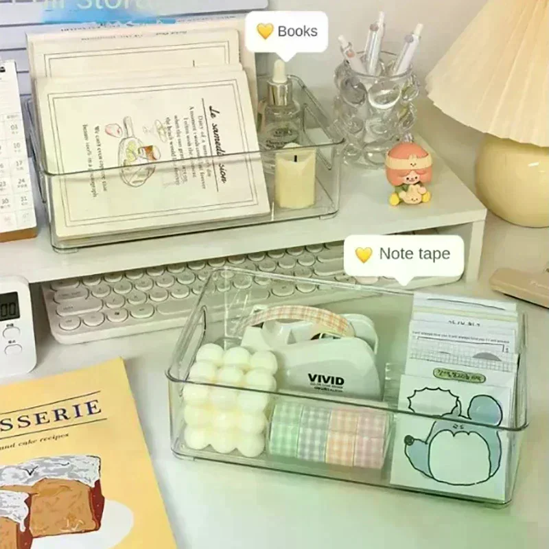 Acrylic Storage Box Desktop Cosmetics Transparent Plastic Box Dormitory Household Facial Mask Skin Box Refrigerator Storage Box
