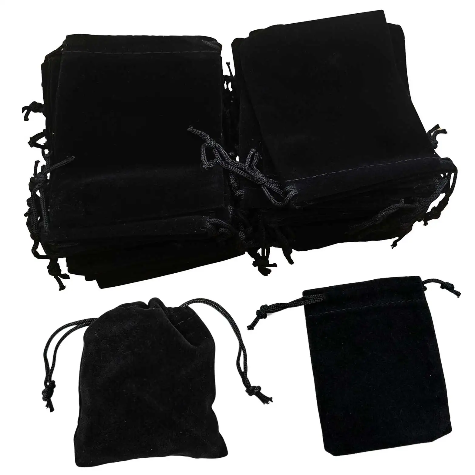 Black Velvet Drawstring Pouch, 7x9cm Small Gift Jewelry Storage Bag, Velvet Sack for Earring Bracelet Tiny Items Packing GYH