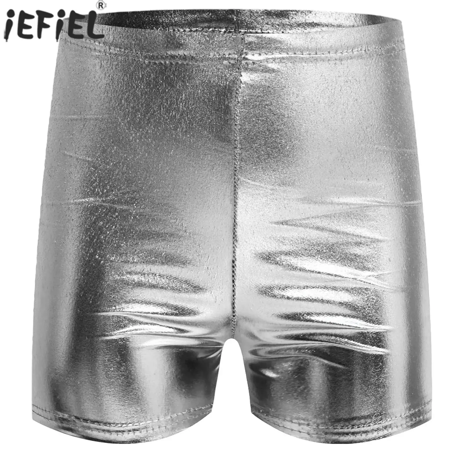 

Kids Metallic Elastic Waistband Shorts Bottoms Jazz Hip Hop Dancewear Cheerleading Dance Practice Stage Performance Costume