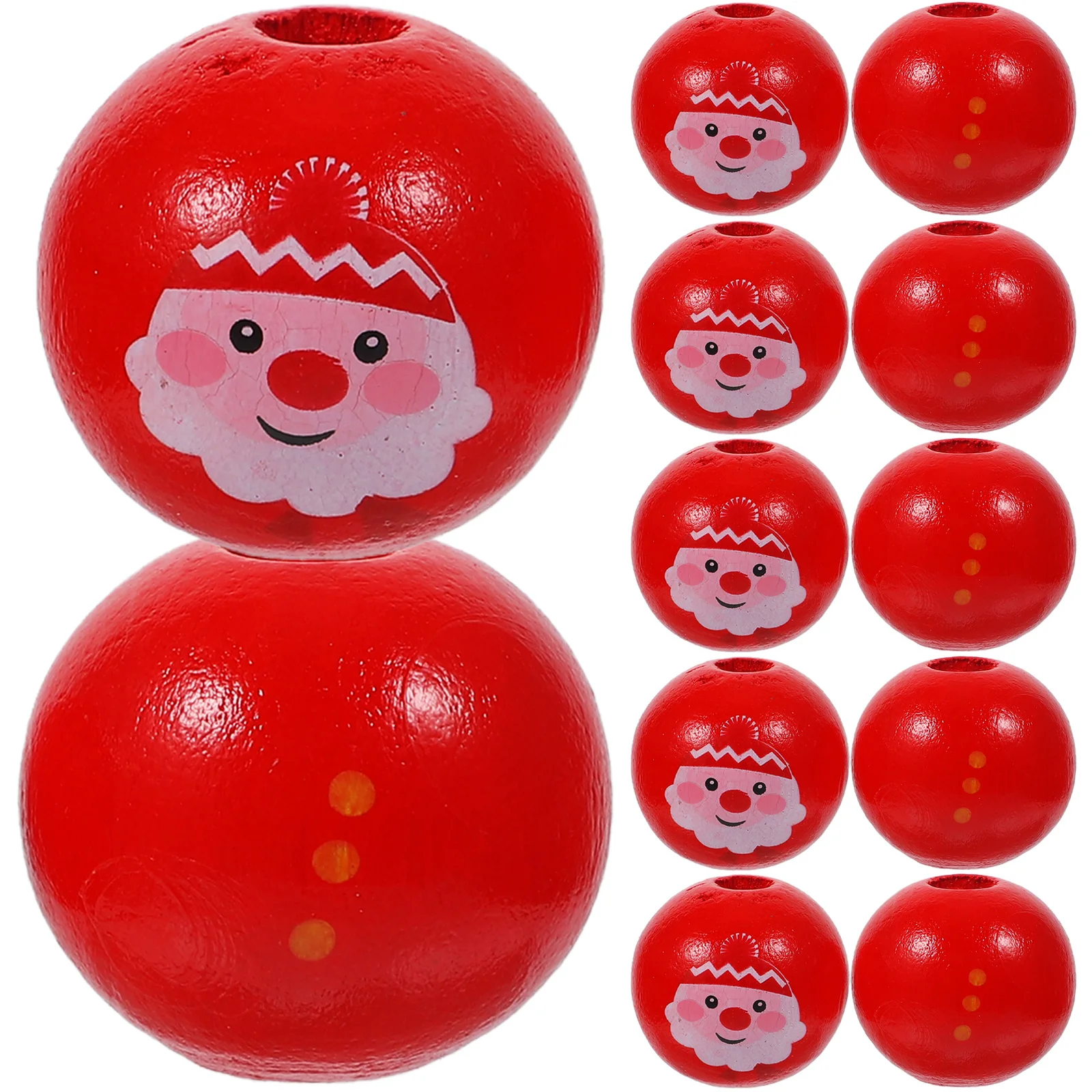 

60pcs Christmas Wooden Loose Beads For Diy Crafts Jewelry Making Garland Ornaments Wooden Craft Beads Xmas Decor