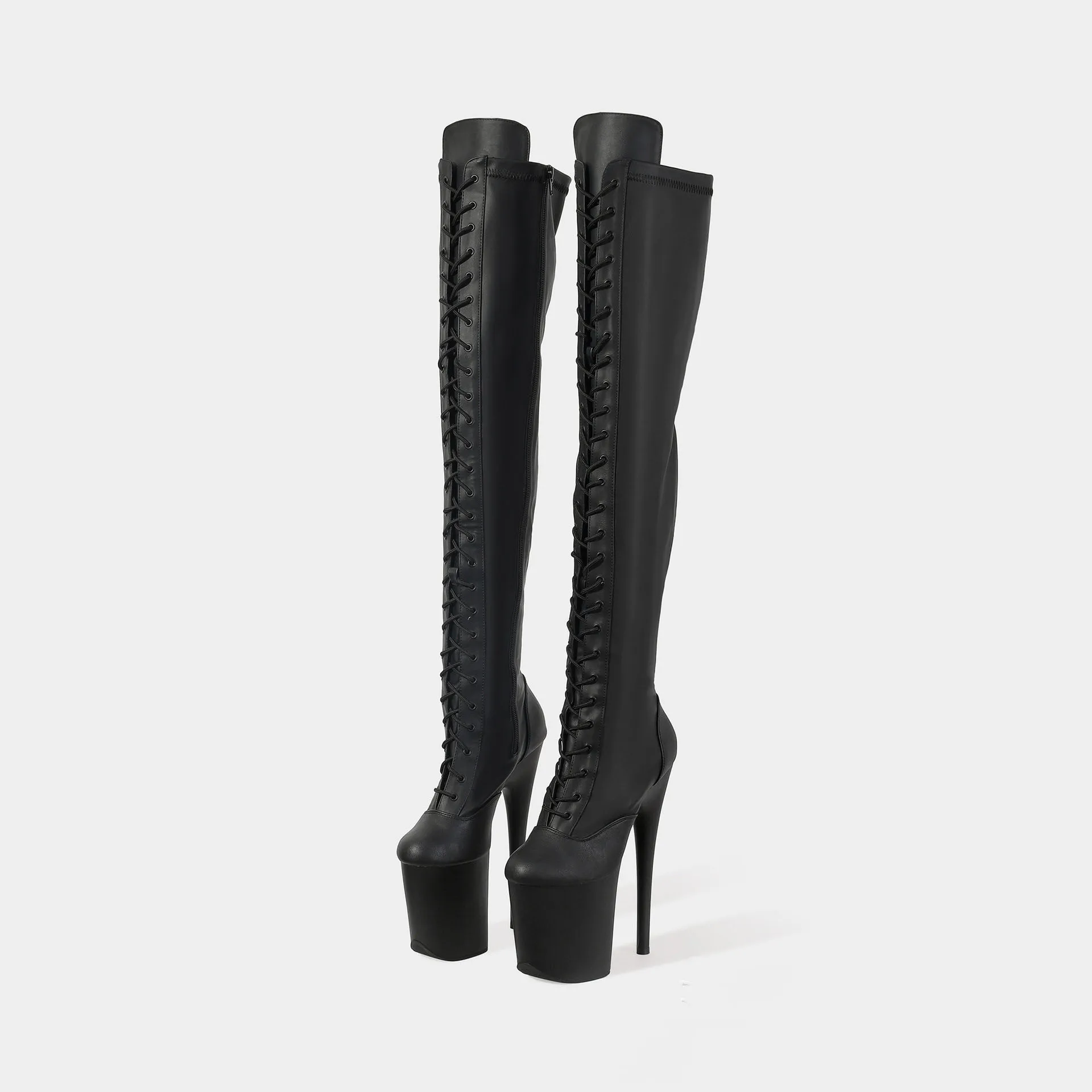 Matte Black Over-the-Knee Women Boots 20CM/8inches High Heel Platform Women's Modern Stripper Shoes Night Club Dance Long Boots