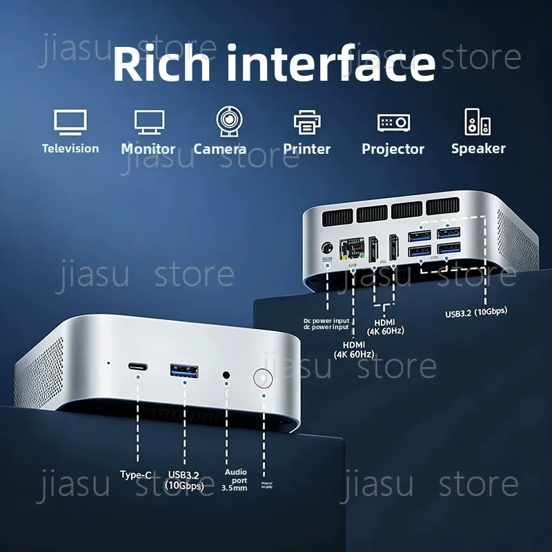 AMD R5 6600H Mini Computer, Compact Desktop PC for Office Gaming Design, Mini PC with RAM Included