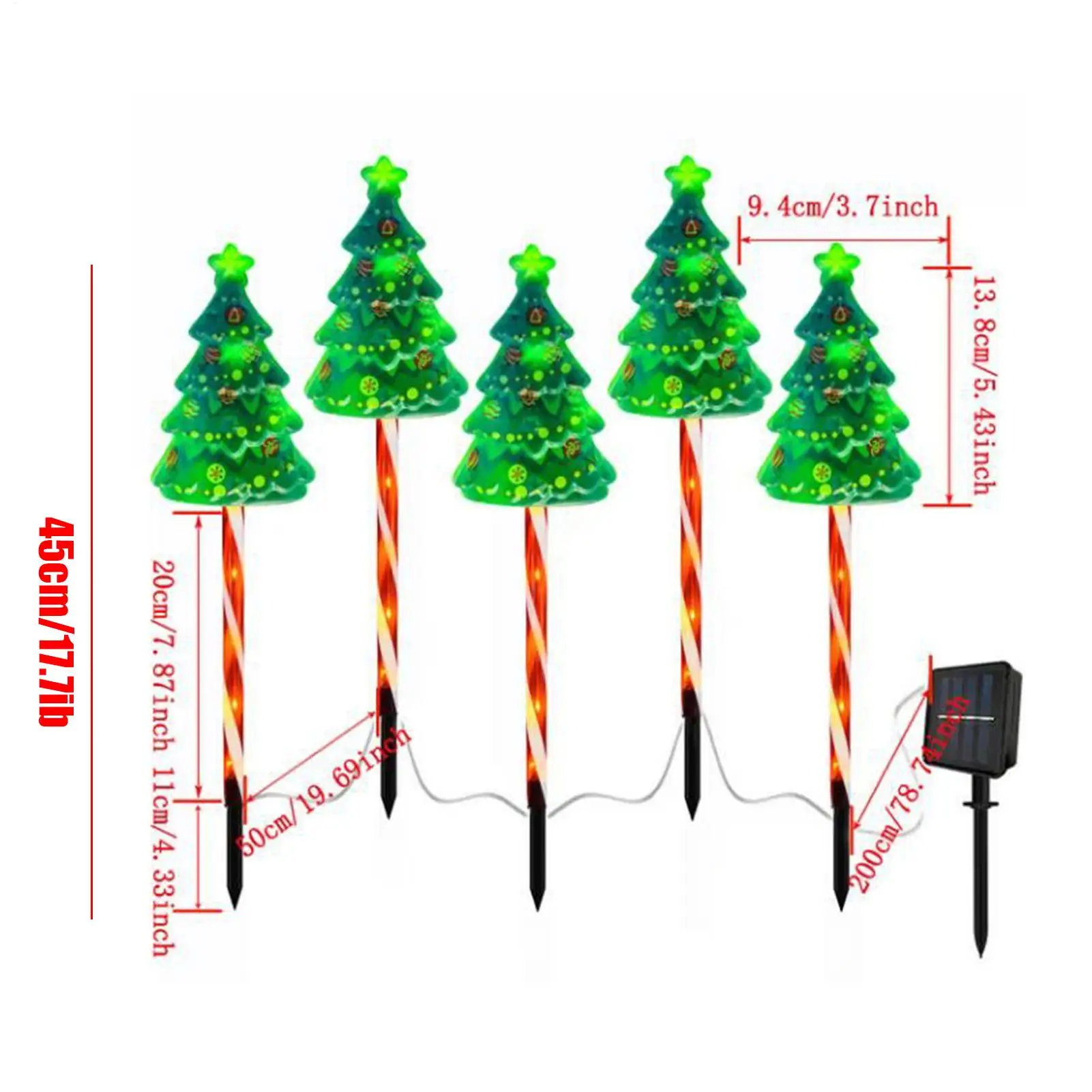 شجرة عيد الميلاد درب ضوء تعمل بالطاقة الشمسية عطلة مضاءة حصة في الهواء الطلق زينة عيد الميلاد لساحة درب مسار الجبهة #6