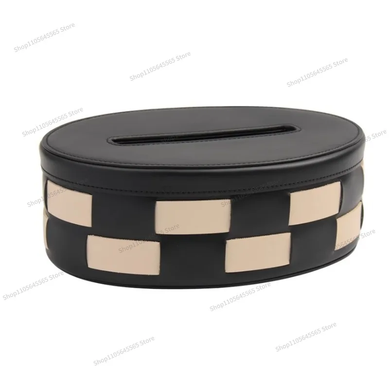 For Leather Checkerboard Tissue Box Storage Box Living Room Decoration