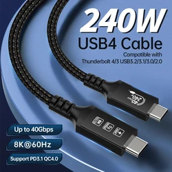 Thunderbolt 4 Cable,USB-C to USB C Cable,8K 40Gbps Data Transfer 240W Charging,for iPhone 15 Pro, MacBooks, iPad Pro Monitor