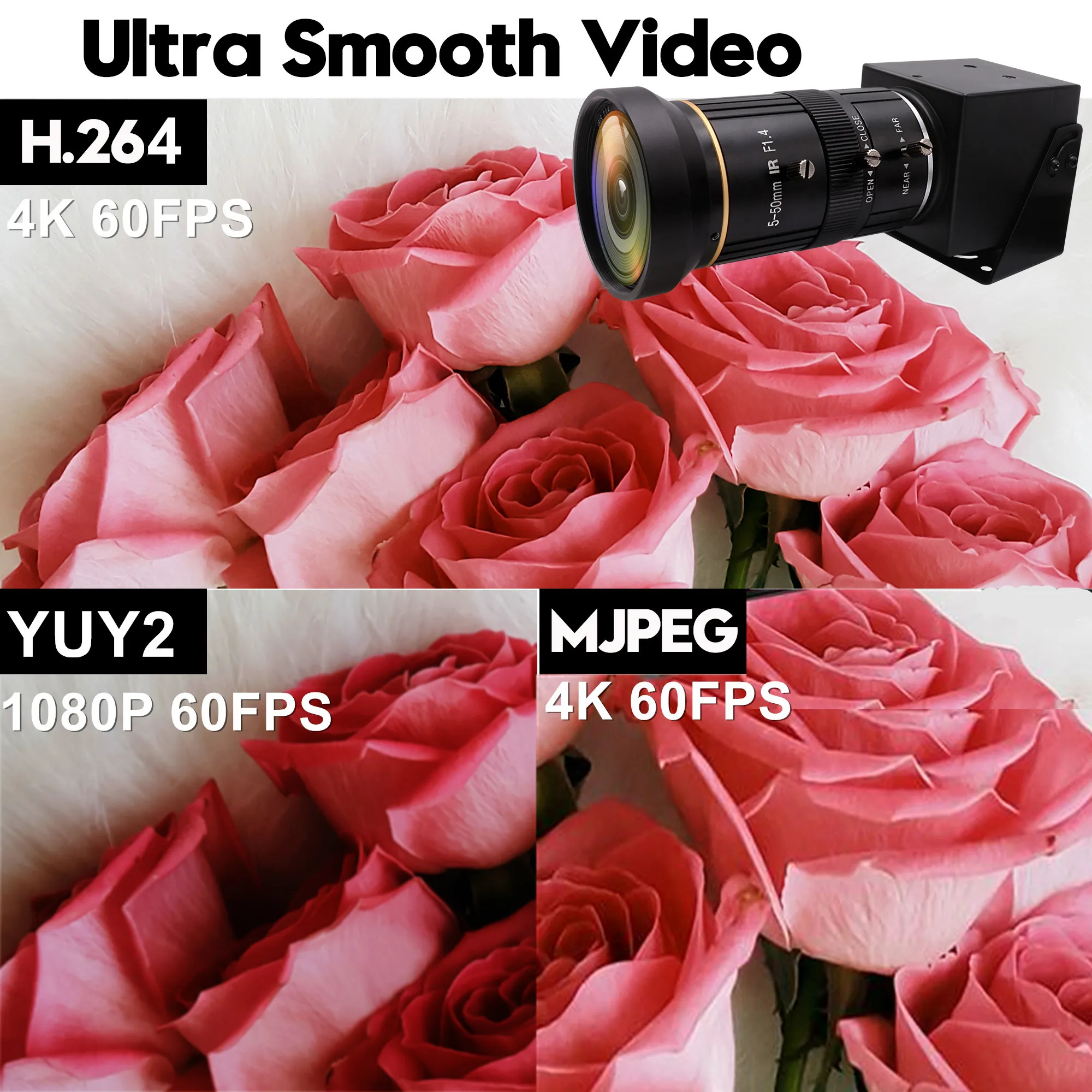 GOOD High Speed H.264 4K 60FPS USB 3.0 Camera with HD MI 4K 60FPS Simultaneously Output Webcam for Live Streaming Online Teachin