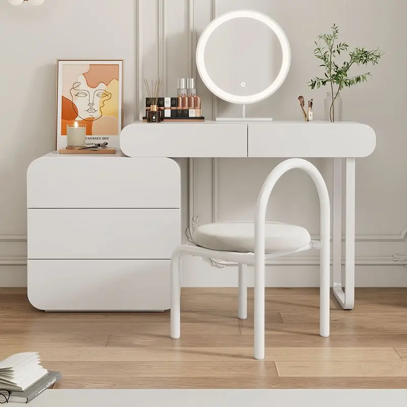 

Dressing Table Storage Cabinet Integrated Bedroom French Style Makeup Table Internet Celebrity Ins Modern Simple White Paint