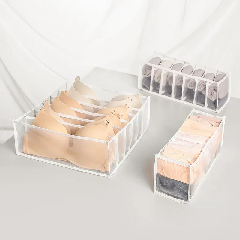 

3pcs set Underwear Storage Box Compartment- Foldable Underwear Storage Box with Compartments Nylon Divider Box Socks