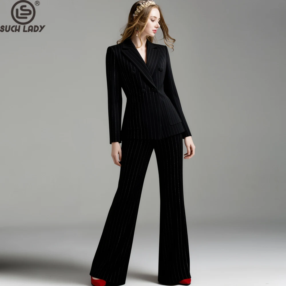 

Женский блейзер с блестками, двубортный пиджак и широкие брюки, костюм-двойка, элегантный вечерний офисный женский стиль