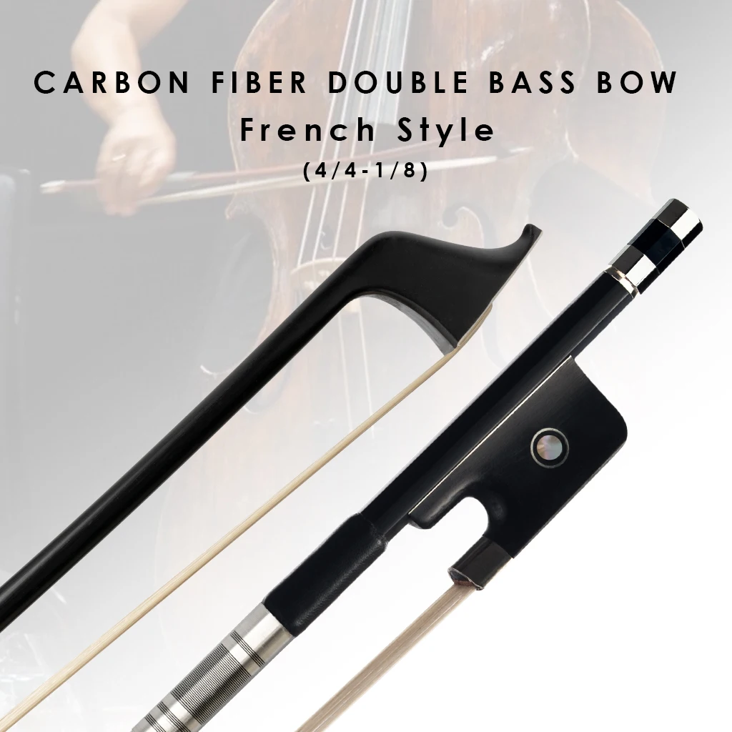 NAOMI French Style High Quality Carbon Fiber Double Bass Contrabass Bow 4/4 White AAA Grade Horse Hair Ebony Frog Fast Response