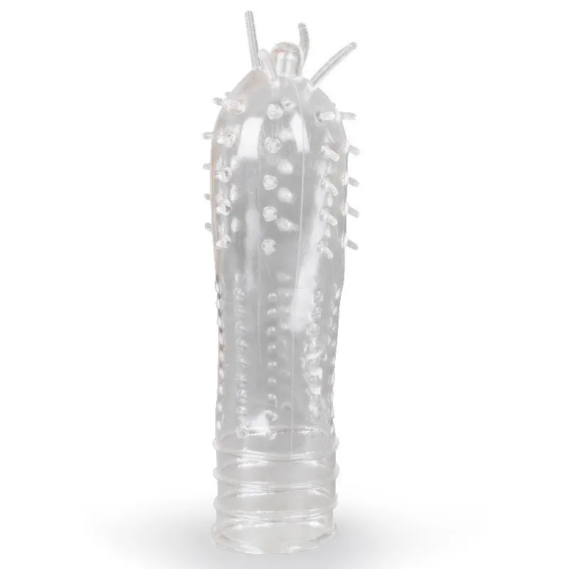 Ribbed Textured Penis Sleeves Dotted Cage Lasting Triple Clitrios Squirt Clit Massage Delay Cock Ring Sheath Comdoms for Man view 4